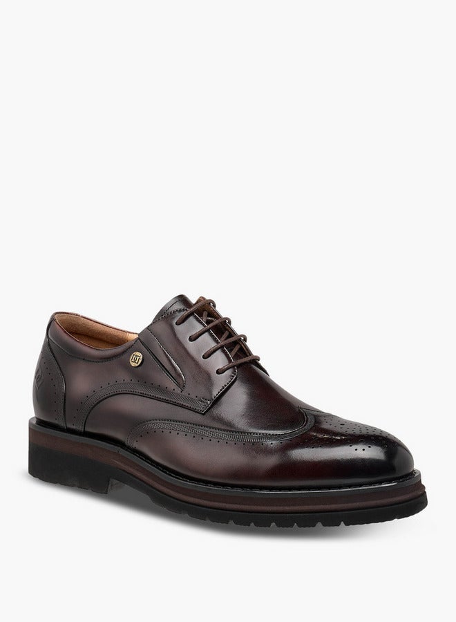 DUCHINI Men Perforated Leather Derby Shoes - Image 3